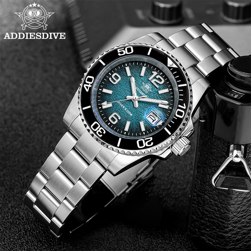 Solar Powered Watch - Addiesdive 41 مللي متر ساعة غوص