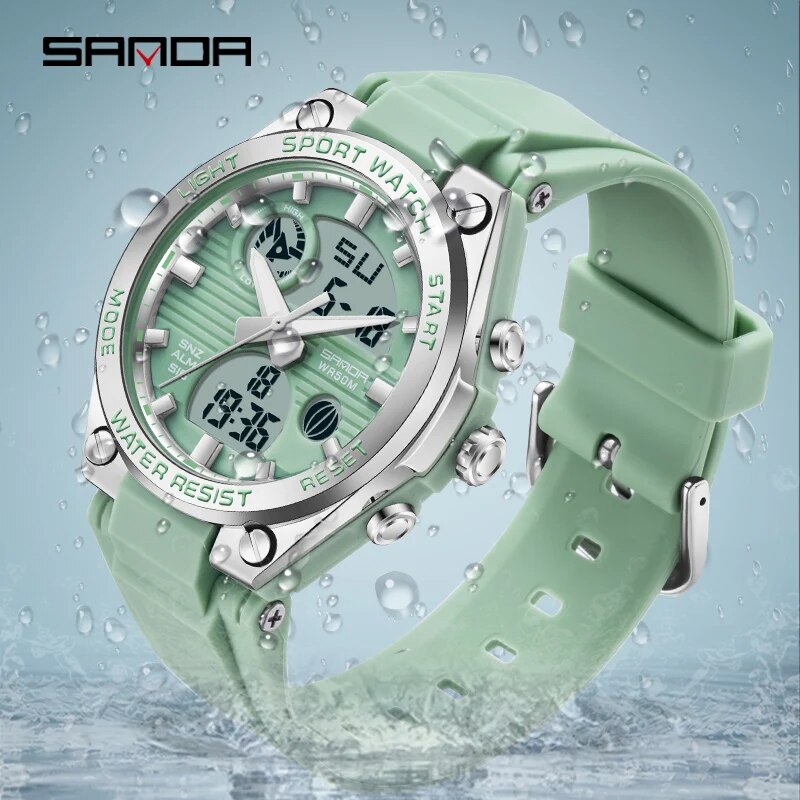 Solar Powered Watch - ساعة رقمية LED للنساء ، كرونوغراف