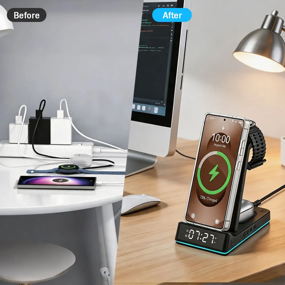 قاعدة شحن لاسلكية متعددة الوظا - مراجعة Smartwatch Watches Digital وسعره