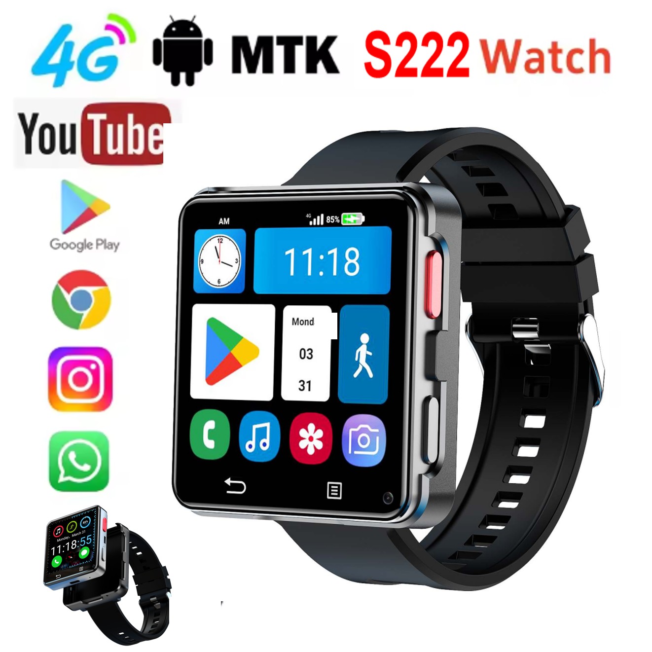 ساعة ذكية S222 تدعم بطاقة SIM  - مراجعة Smartwatch I Watches وسعره