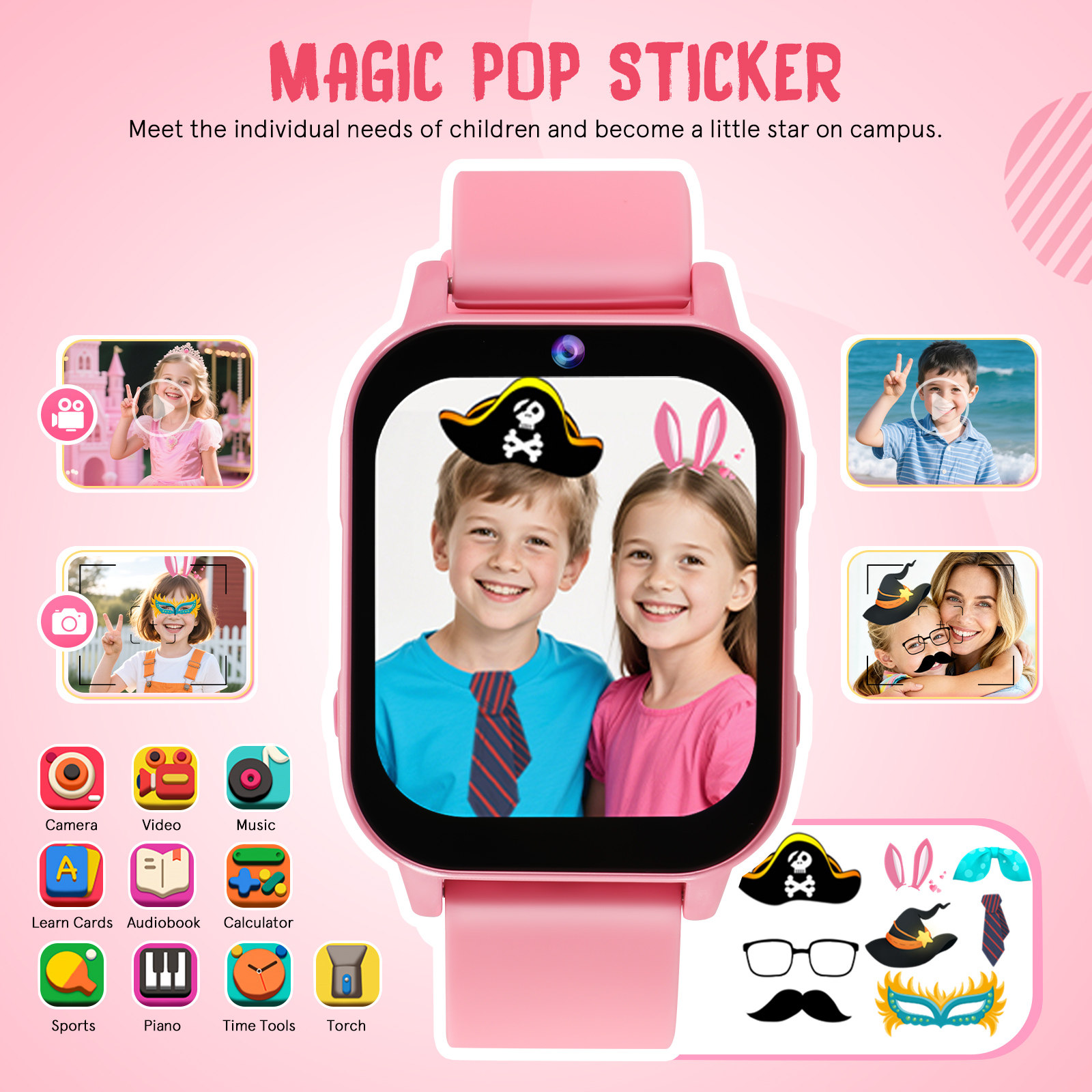 ساعة ذكية للأطفال مع ألعاب، رق - مراجعة Smartwatch Pink Watches For Kids وسعره